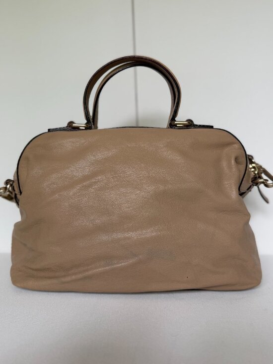 Kate Spade New York Darcy Top Handle Satchel (Warm Taupe  Kate Spade Tan/Taupe Leather Satchel with Buckle